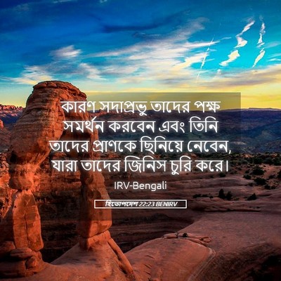 Picture 05 - হিতোপদেশ 22:23 BENIRV - কারণ সদাপ্রভু - Bible Verse Picture