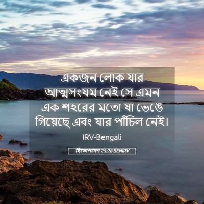 Picture 05 - হিতোপদেশ 25:28 BENIRV - একজন লোক যার - Bible Verse Picture