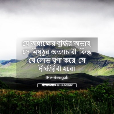 Picture 05 - হিতোপদেশ 28:16 BENIRV - যে অধ্যক্ষের - Bible Verse Picture