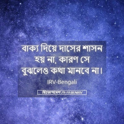 Picture 05 - হিতোপদেশ 29:19 BENIRV - বাক্য দিয়ে দাসের - Bible Verse Picture