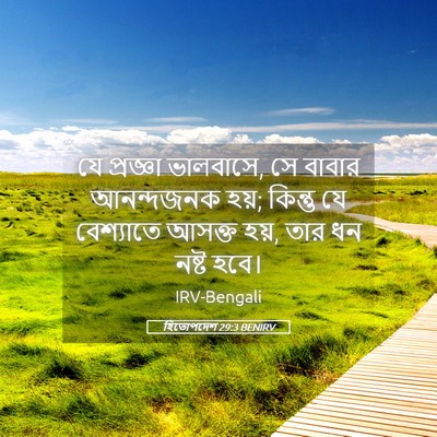 Picture 05 - হিতোপদেশ 29:3 BENIRV - যে প্রজ্ঞা - Bible Verse Picture