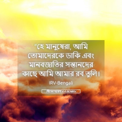 Picture 05 - হিতোপদেশ 8:4 BENIRV - “হে মানুষেরা, আমি - Bible Verse Picture