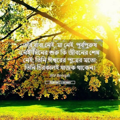 Picture 05 - হিব্রুদের 7:3 BENIRV - তাঁর বাবা নেই, মা - Bible Verse Picture