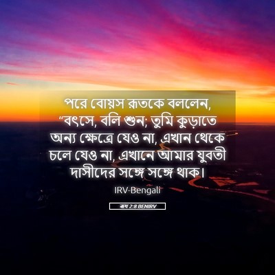 Picture 05 - ৰূথ 2:8 BENIRV - পরে বোয়স রূতকে - Bible Verse Picture