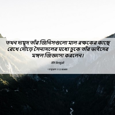 Picture 06 - 1 চমূৱেল 17:22 BENIRV - তখন দায়ূদ তাঁর - Bible Verse Picture