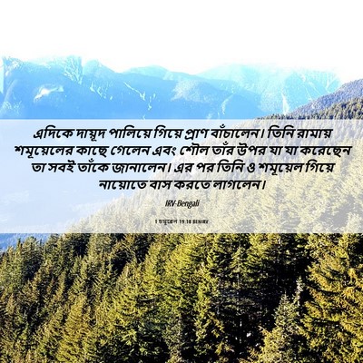 Picture 06 - 1 চমূৱেল 19:18 BENIRV - এদিকে দায়ূদ - Bible Verse Picture