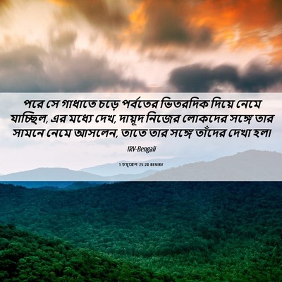 Picture 06 - 1 চমূৱেল 25:20 BENIRV - পরে সে গাধাতে চড়ে - Bible Verse Picture