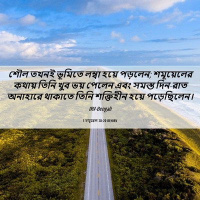 Picture 06 - 1 চমূৱেল 28:20 BENIRV - শৌল তখনই ভূমিতে - Bible Verse Picture