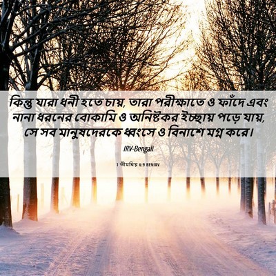 Picture 06 - 1 তীমথিয় 6:9 BENIRV - কিন্তু যারা ধনী - Bible Verse Picture