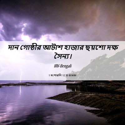 Picture 06 - 1 বংশাৱলি 12:35 BENIRV - দান গোষ্ঠীর আটাশ - Bible Verse Picture