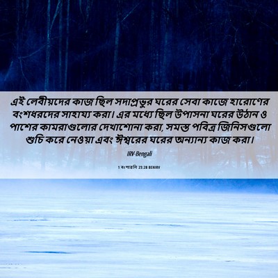Picture 06 - 1 বংশাৱলি 23:28 BENIRV - এই লেবীয়দের কাজ - Bible Verse Picture
