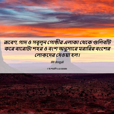 Picture 06 - 1 বংশাৱলি 6:63 BENIRV - রূবেণ, গাদ ও সবূলূন - Bible Verse Picture