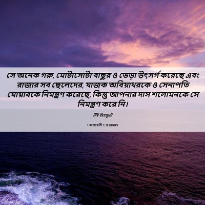 Picture 06 - 1 ৰাজাৱলী 1:19 BENIRV - সে অনেক গরু, - Bible Verse Picture