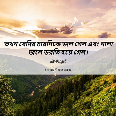 Picture 06 - 1 ৰাজাৱলী 18:35 BENIRV - তখন বেদির চারদিকে - Bible Verse Picture