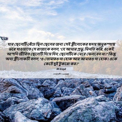 Picture 06 - 1 ৰাজাৱলী 3:26 BENIRV - যার ছেলেটি বেঁচে - Bible Verse Picture