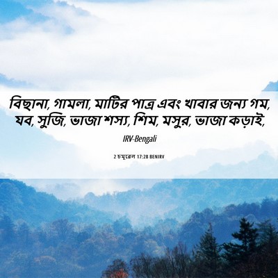 Picture 06 - 2 চমূৱেল 17:28 BENIRV - বিছানা, গামলা, - Bible Verse Picture