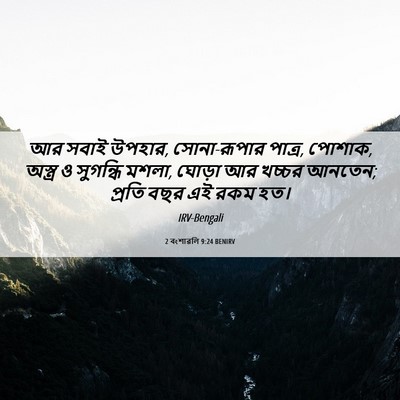 Picture 06 - 2 বংশাৱলি 9:24 BENIRV - আর সবাই উপহার, - Bible Verse Picture