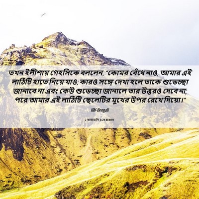 Picture 06 - 2 ৰাজাৱলি 4:29 BENIRV - তখন ইলীশায় - Bible Verse Picture