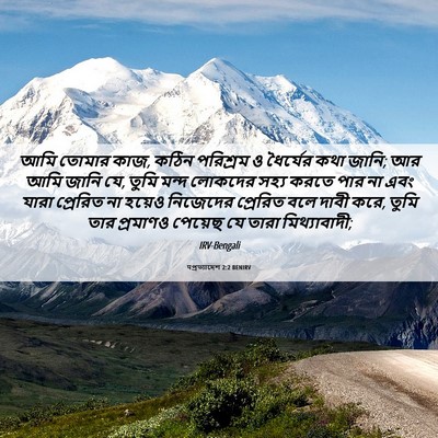 Picture 06 - पপ্রত্যাদেশ 2:2 BENIRV - আমি তোমার কাজ, কঠিন - Bible Verse Picture