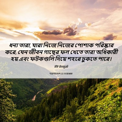 Picture 06 - पপ্রত্যাদেশ 22:14 BENIRV - ধন্য তারা, যারা - Bible Verse Picture