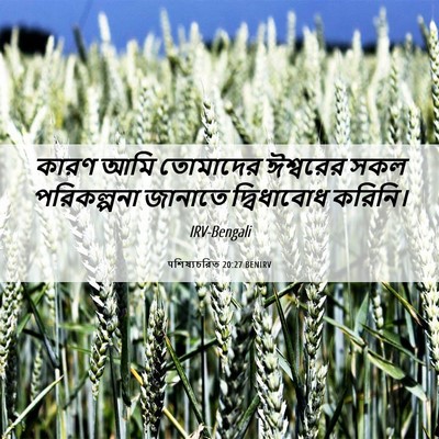 Picture 06 - पশিষ্যচরিত 20:27 BENIRV - কারণ আমি তোমাদের - Bible Verse Picture
