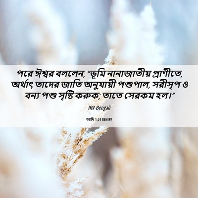 Picture 06 - আদি 1:24 BENIRV - পরে ঈশ্বর বললেন, - Bible Verse Picture