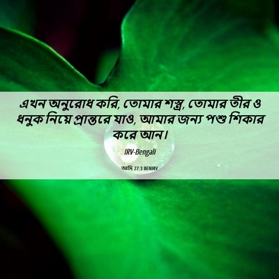 Picture 06 - আদি 27:3 BENIRV - এখন অনুরোধ করি, - Bible Verse Picture