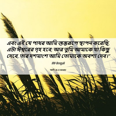 Picture 06 - আদি 28:22 BENIRV - এবং এই যে পাথর আমি - Bible Verse Picture