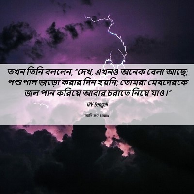 Picture 06 - আদি 29:7 BENIRV - তখন তিনি বললেন, - Bible Verse Picture