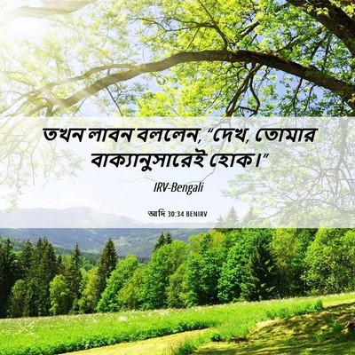 Picture 06 - আদি 30:34 BENIRV - তখন লাবন বললেন, - Bible Verse Picture