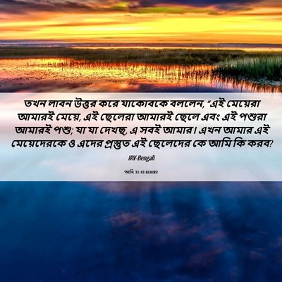 Picture 06 - আদি 31:43 BENIRV - তখন লাবন উত্তর করে - Bible Verse Picture