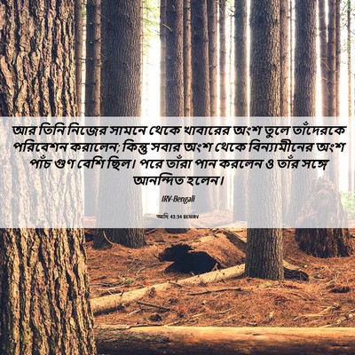 Picture 06 - আদি 43:34 BENIRV - আর তিনি নিজের - Bible Verse Picture