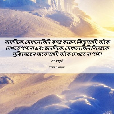 Picture 06 - ইয়োব 23:9 BENIRV - বামদিকে, যেখানে - Bible Verse Picture