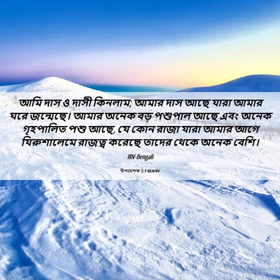 Picture 06 - উপদেশক 2:7 BENIRV - আমি দাস ও দাসী - Bible Verse Picture