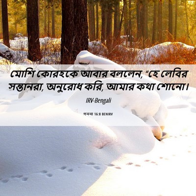 Picture 06 - গননা 16:8 BENIRV - মোশি কোরহকে আবার - Bible Verse Picture