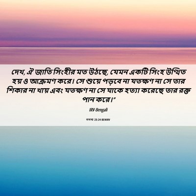 Picture 06 - গননা 23:24 BENIRV - দেখ, ঐ জাতি সিংহীর - Bible Verse Picture