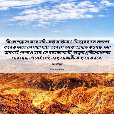 Picture 06 - গননা 35:21 BENIRV - কিংবা শত্রুতা করে - Bible Verse Picture