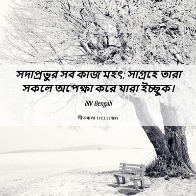 Picture 06 - গীতমালা 111:2 BENIRV - সদাপ্রভুুর সব কাজ - Bible Verse Picture