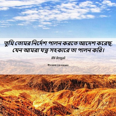 Picture 06 - গীতমালা 119:4 BENIRV - তুমি তোমর নির্দেশ - Bible Verse Picture