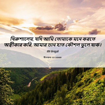 Picture 06 - গীতমালা 137:5 BENIRV - যিরুশালেম, যদি আমি - Bible Verse Picture