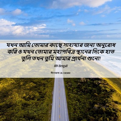Picture 06 - গীতমালা 28:2 BENIRV - যখন আমি তোমার কাছে - Bible Verse Picture