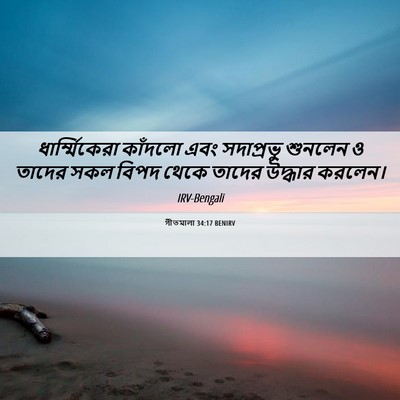 Picture 06 - গীতমালা 34:17 BENIRV - ধার্ম্মিকেরা - Bible Verse Picture