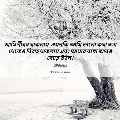Picture 06 - গীতমালা 39:2 BENIRV - আমি নীরব থাকলাম; - Bible Verse Picture