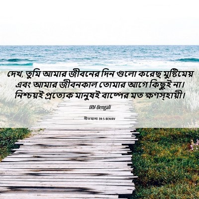 Picture 06 - গীতমালা 39:5 BENIRV - দেখ, তুমি আমার - Bible Verse Picture