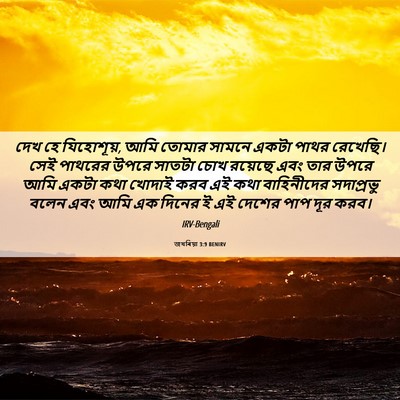 Picture 06 - জখৰিয়া 3:9 BENIRV - দেখ হে যিহোশূয়, - Bible Verse Picture