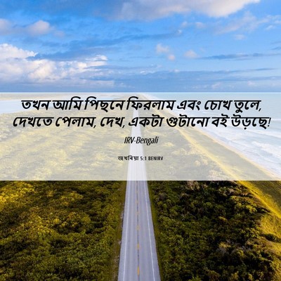 Picture 06 - জখৰিয়া 5:1 BENIRV - তখন আমি পিছনে - Bible Verse Picture