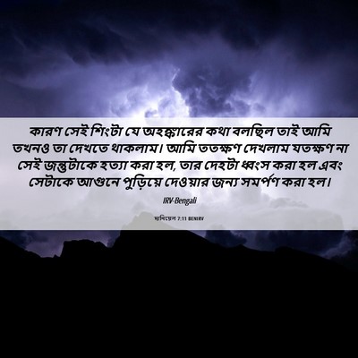 Picture 06 - দানিয়েল 7:11 BENIRV - কারণ সেই শিংটা যে - Bible Verse Picture