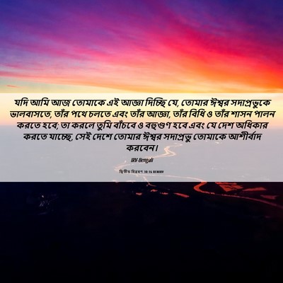 Picture 06 - দ্বিতীয় বিৱৰণ 30:16 BENIRV - যদি আমি আজ তোমাকে - Bible Verse Picture