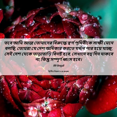 Picture 06 - দ্বিতীয় বিৱৰণ 4:26 BENIRV - তবে আমি আজ তোমাদের - Bible Verse Picture