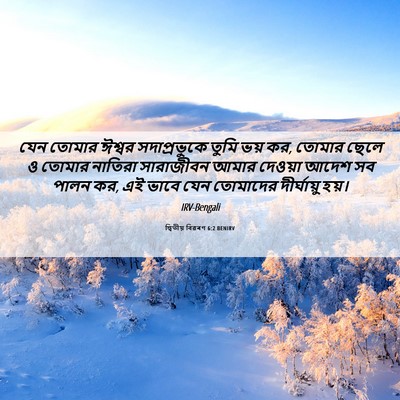 Picture 06 - দ্বিতীয় বিৱৰণ 6:2 BENIRV - যেন তোমার ঈশ্বর - Bible Verse Picture